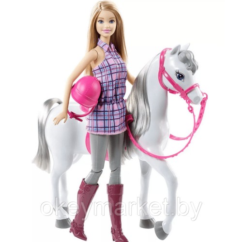 Игровой набор Кукла Mattel Barbie - Кукла с красивой лошадью и аксессуарами для верховой езды - Барби DHB68