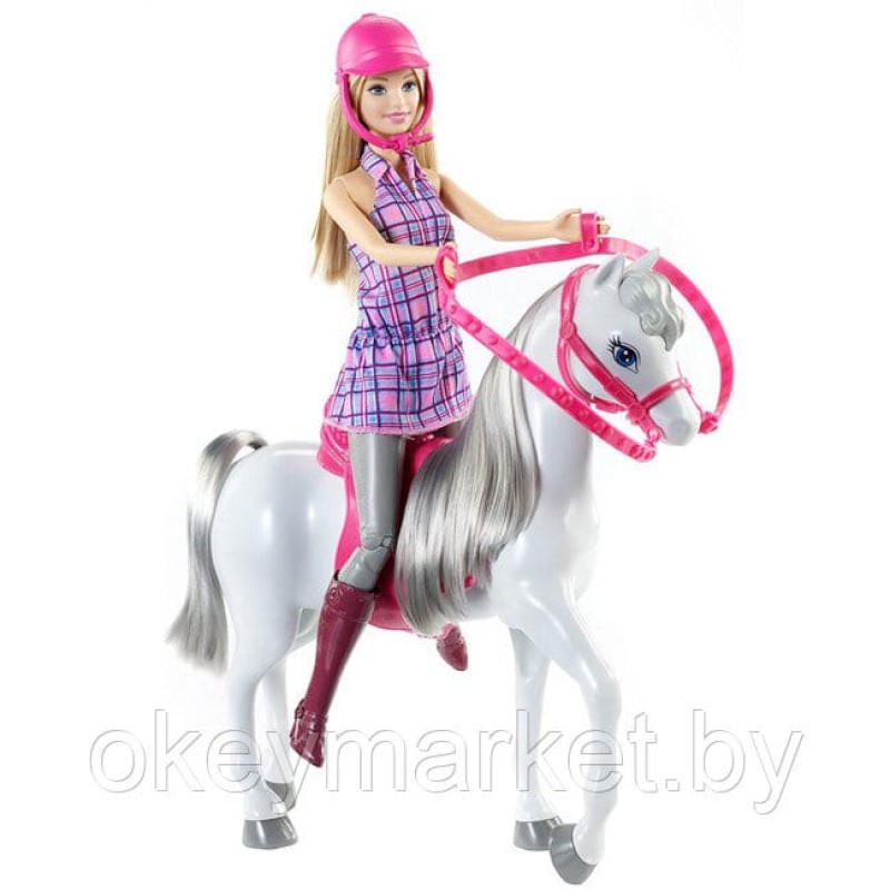 Игровой набор Кукла Mattel Barbie - Кукла с красивой лошадью и аксессуарами для верховой езды - Барби DHB68