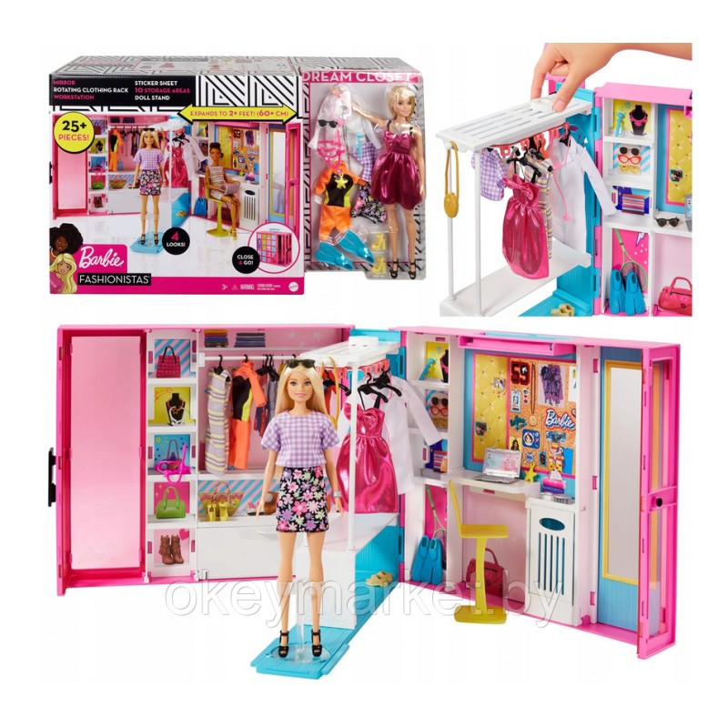 Игровой набор Шкаф Barbie с куклой и аксессуарами GBK10