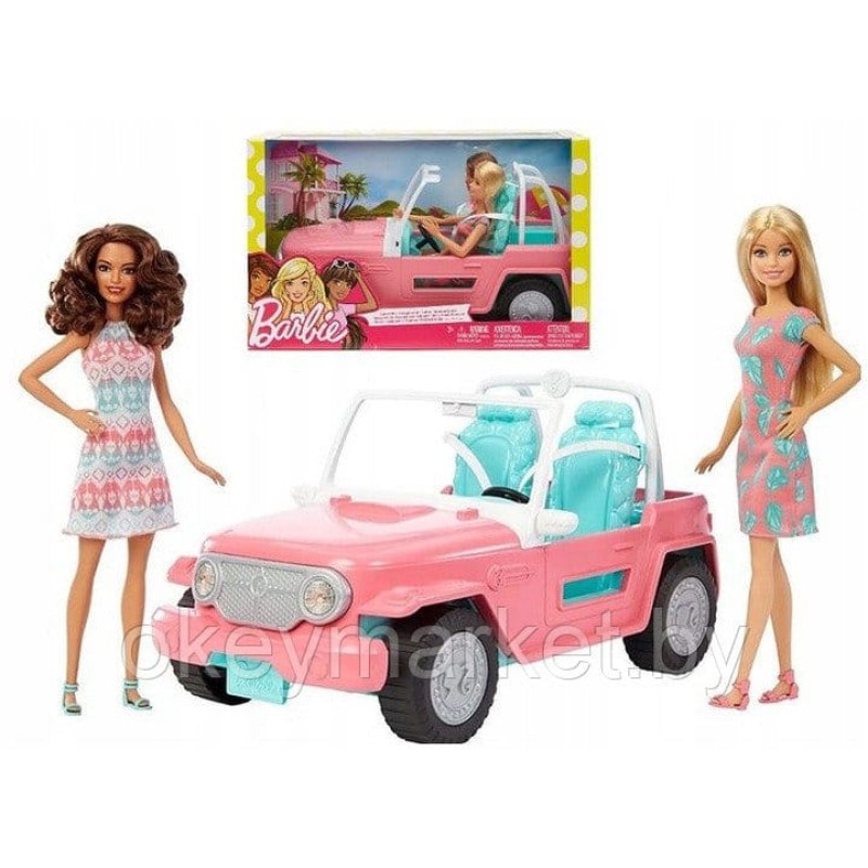 Игровой набор Розовый джип Барби с двумя куклами