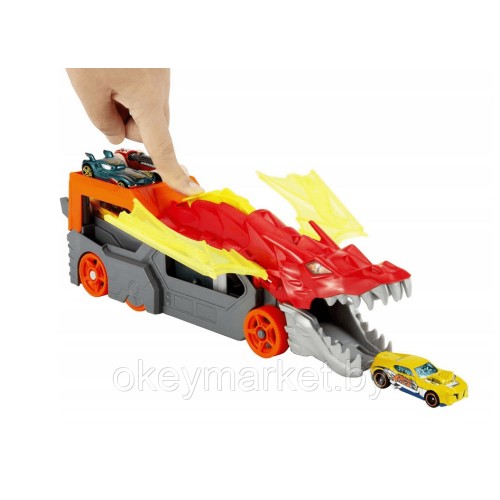 Игрушечный трек Hot Wheels City - Мега-транспортер Хот Вилс Дракон + 1 автомобиль в комплекте GKT42