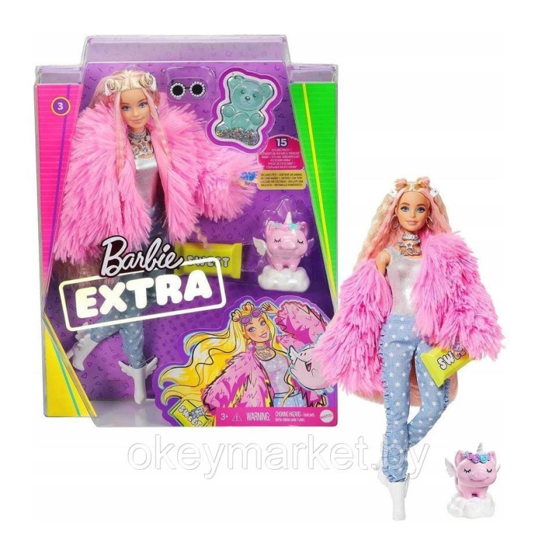 Кукла Barbie Экстра в розовой куртке GRN28