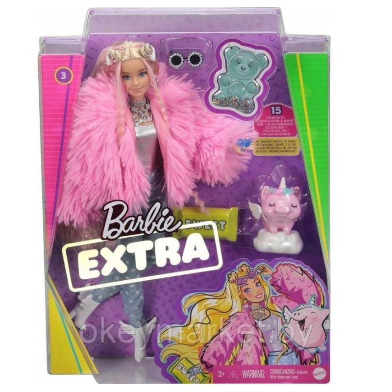 Кукла Barbie Экстра в розовой куртке GRN28