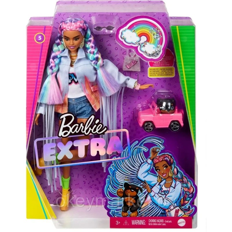 Кукла Barbie Экстра c радужными волосами GRN29