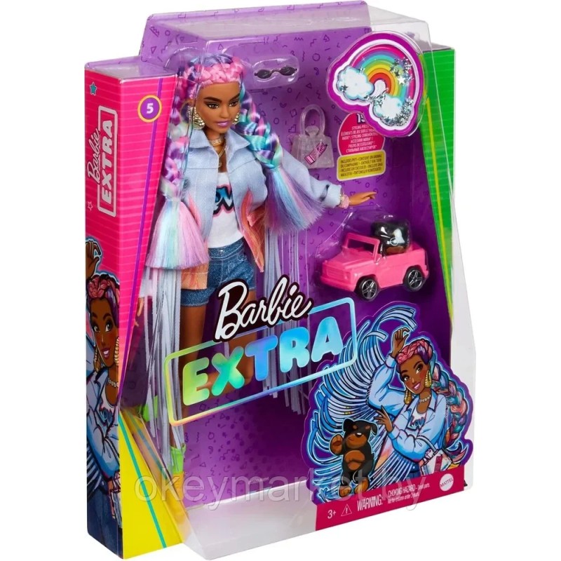 Кукла Barbie Экстра c радужными волосами GRN29