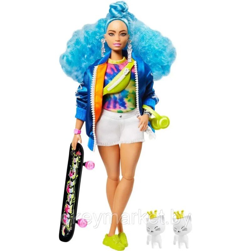 Кукла Barbie Экстра со скейтбордом GRN30