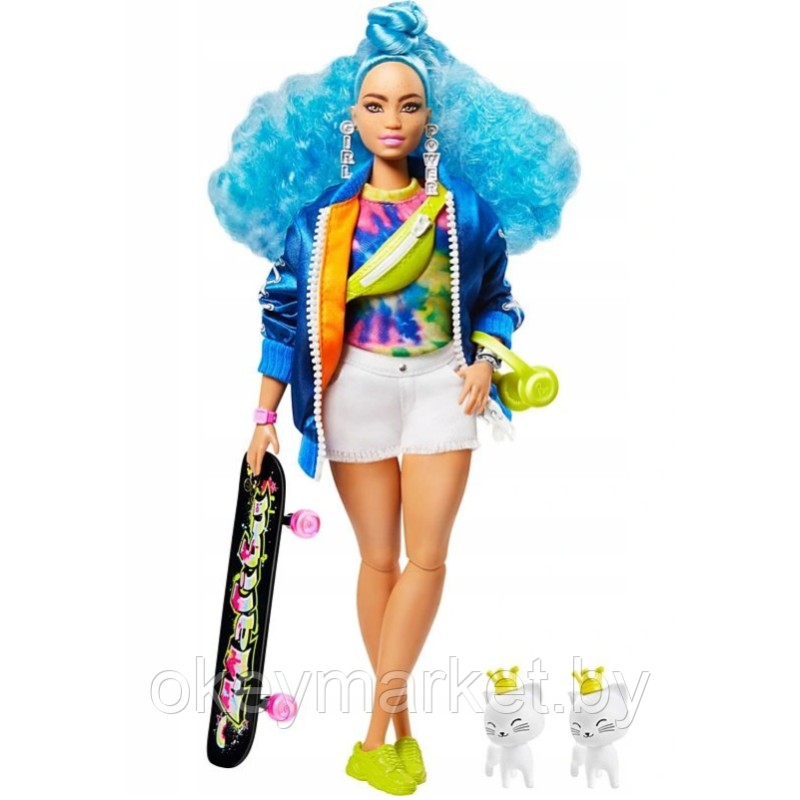Кукла Barbie Экстра со скейтбордом GRN30