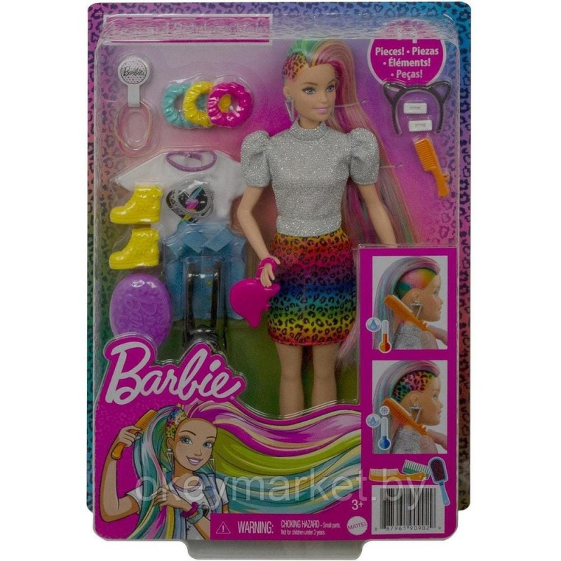 Игровой набор Barbie Разноцветные волосы GRN81