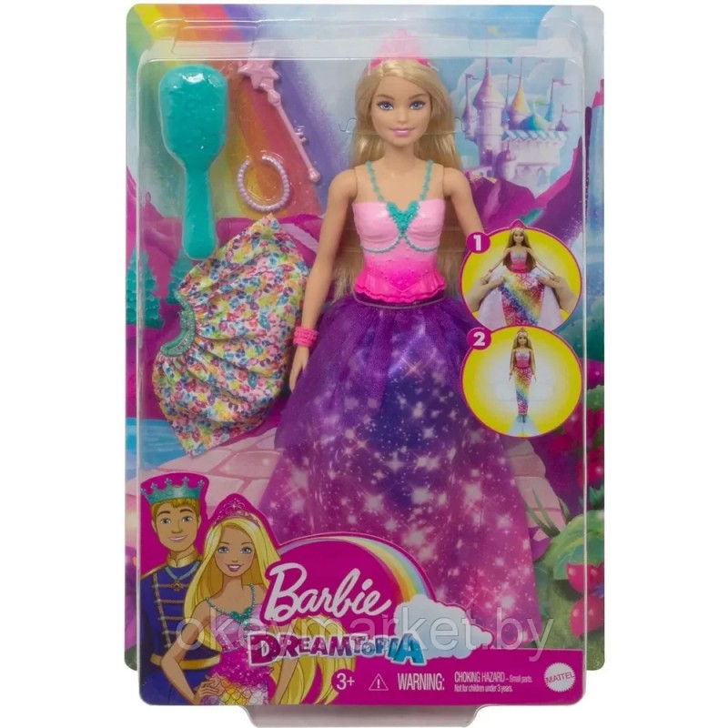 Кукла Mattel Barbie Дримтопия Принцесса 2 в 1, GTF92