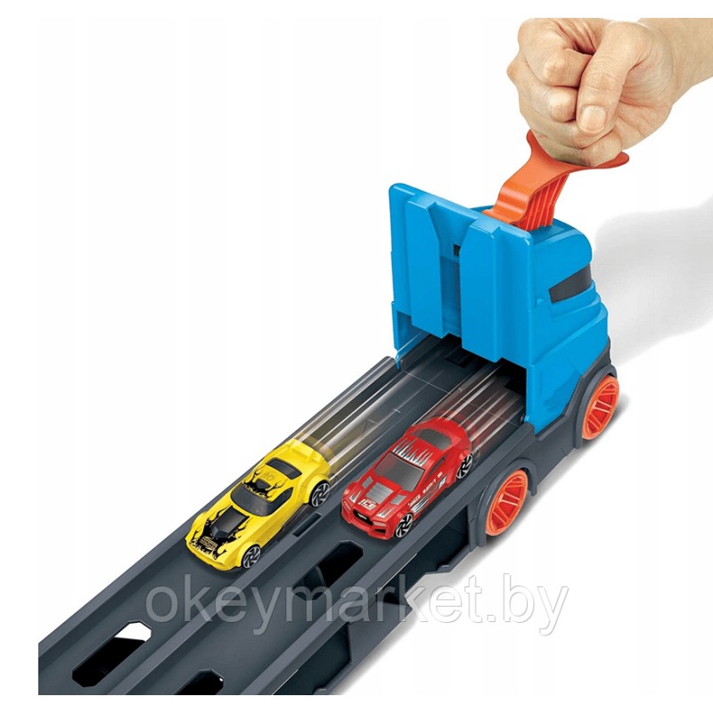 Набор игровой Hot Wheels Грузовик-автотрек Скоростная автотрасса с хранилищем для машинок GVG37
