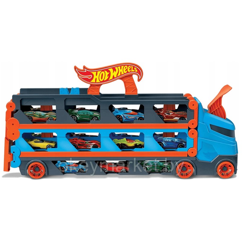 Набор игровой Hot Wheels Грузовик-автотрек Скоростная автотрасса с хранилищем для машинок GVG37