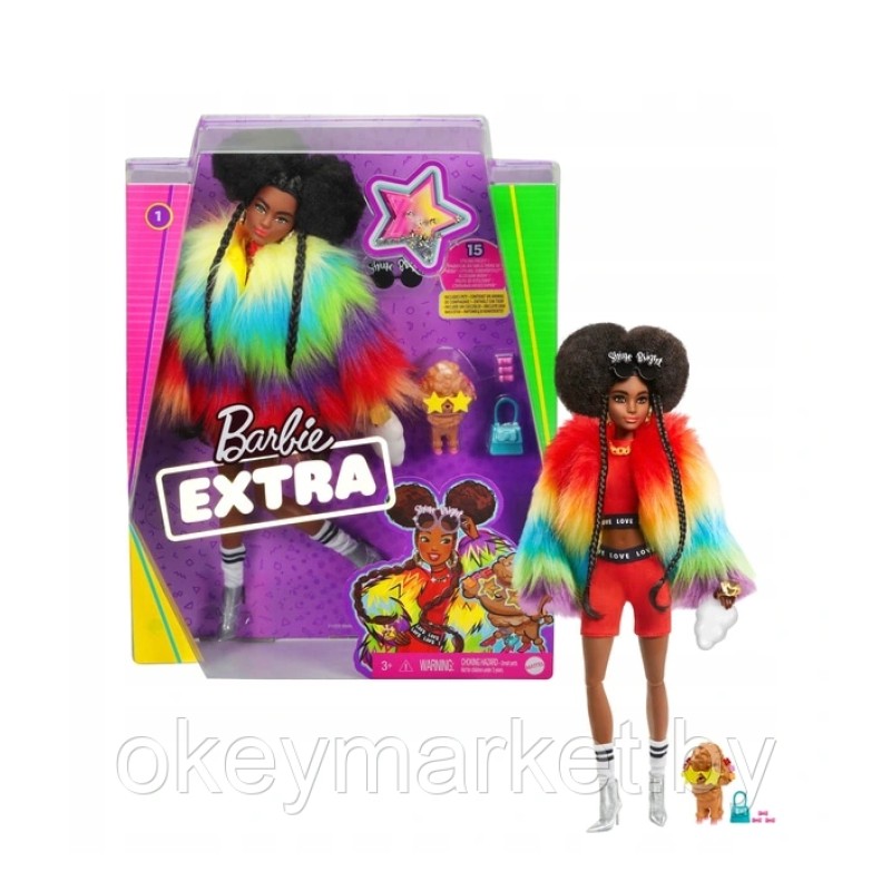 Кукла Barbie Экстра в радужном пальто GVR04