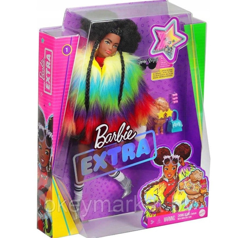 Кукла Barbie Экстра в радужном пальто GVR04