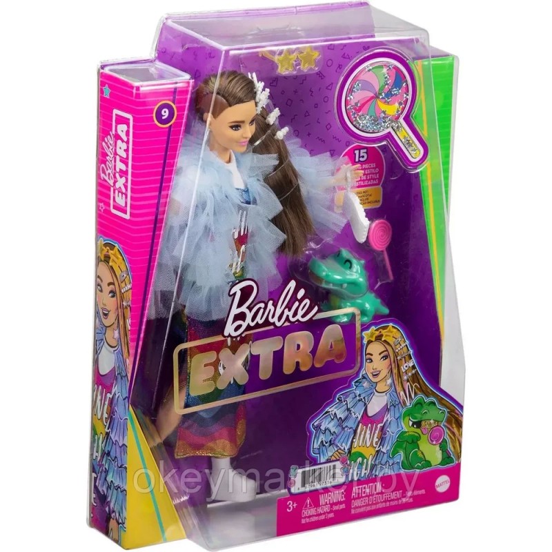 Кукла Barbie Экстра Doll in Rainbow Dress GYJ78