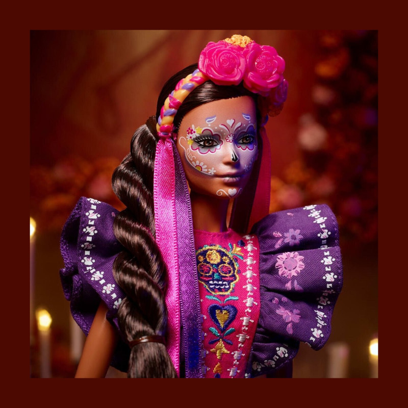 Кукла Mattel Barbie HBY09 Dia De Muertos 2022 - Коллекционная кукла Барби в фиолетовом платье с традиционными деталями