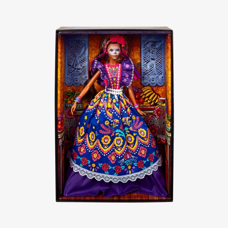Кукла Mattel Barbie HBY09 Dia De Muertos 2022 - Коллекционная кукла Барби в фиолетовом платье с традиционными деталями