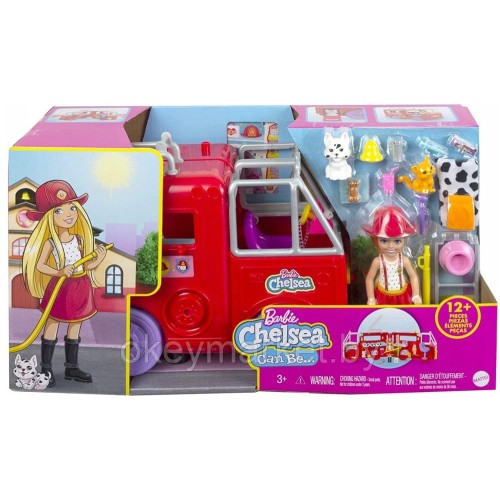 Игровой набор Barbie Челси и пожарная машина HCK73