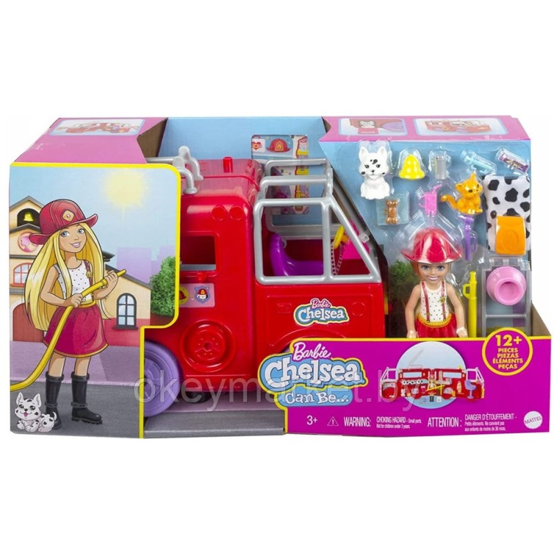 Игровой набор Barbie Челси и пожарная машина HCK73