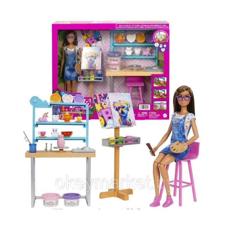 Игровой набор Mattel Barbie Творческая студия с аксессуарами HCM85