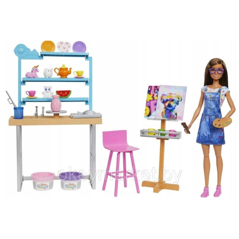 Игровой набор Mattel Barbie Творческая студия с аксессуарами HCM85