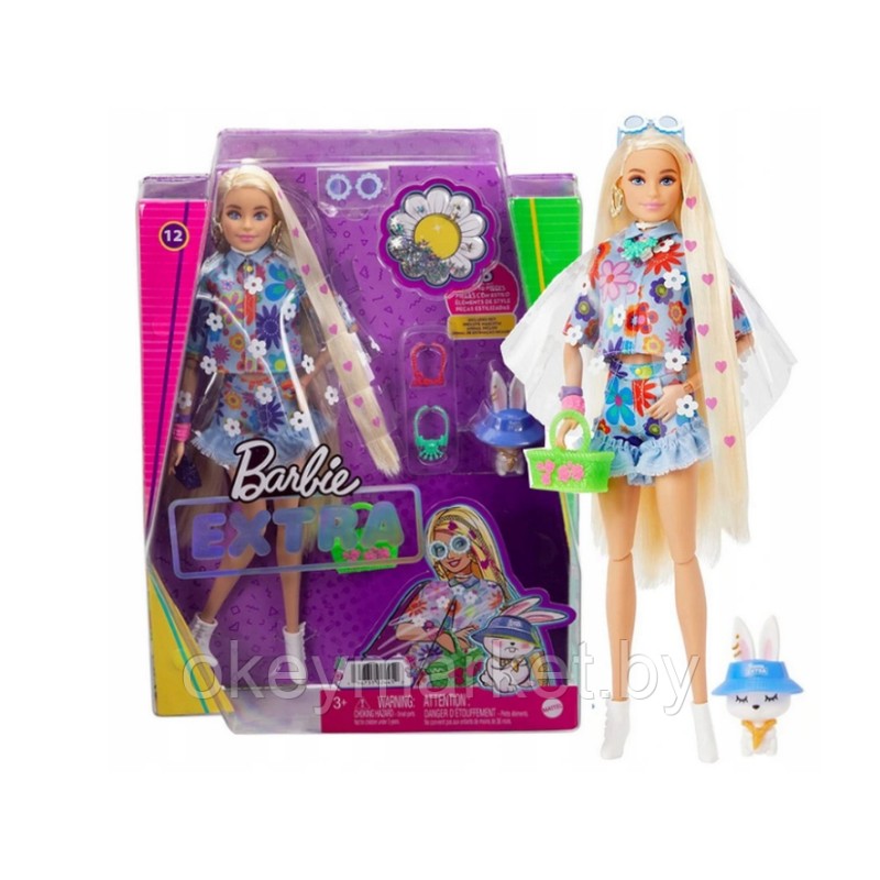 Кукла Barbie Экстра блондинка в джинсовом костюме  Mattel HDJ45