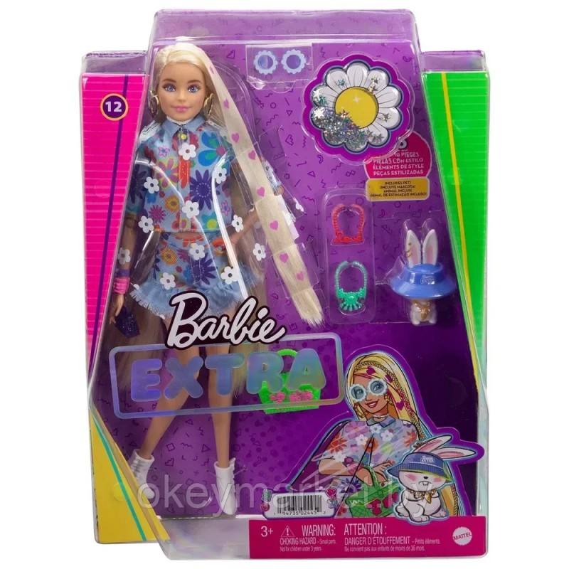 Кукла Barbie Экстра блондинка в джинсовом костюме  Mattel HDJ45