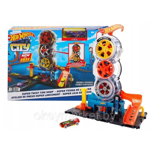 Игровой трек Hot Wheels Шиномонтажная мастерская с пусковой установкой HDP02