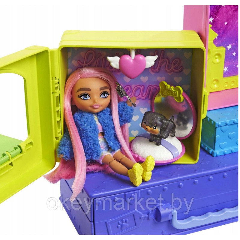 Мини-кукла Barbie Extra с питомцами и тематическим набором 