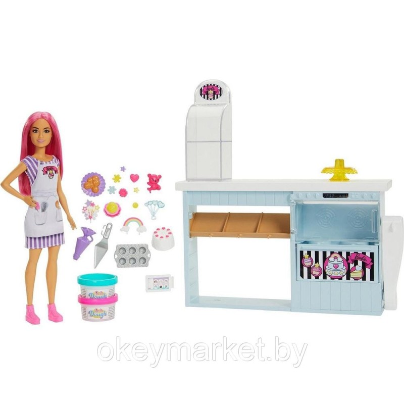 Игровой набор Barbie Кондитерская с куклой и аксессуарами HGB73