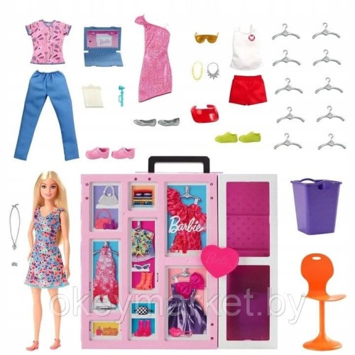 Игровой набор Barbie Гардероб мечты раскладной с куклой и аксессуарами HGX57