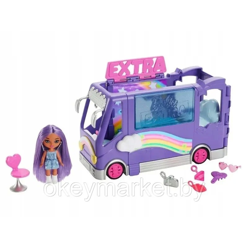Игровой набор Mattel с куклой Barbie Extra Mini Minis Tour Bus - автобус для путешествий /HKF84