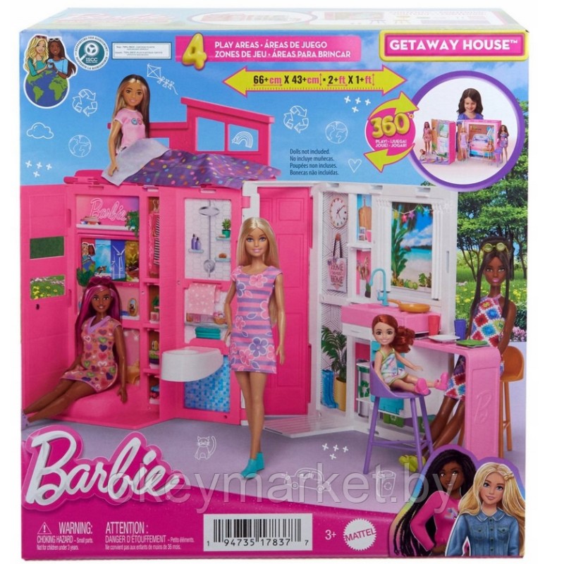Кукольный домик Barbie - Переносной дом (4 зоны) HRJ76