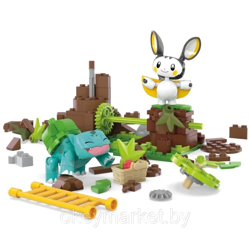 Конструктор Mega Pokemon Зачарованный лес Эмольга и Бульбасаура