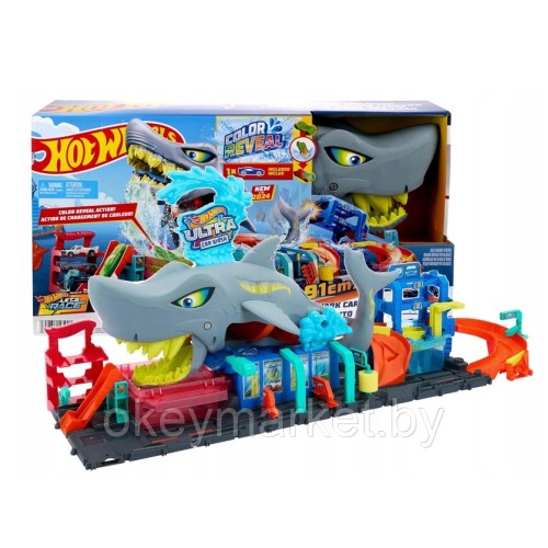 Игровой набор Hot Wheels Автомойка Shark с пусковой установкой HTN82