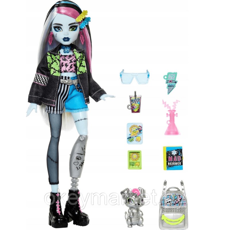 Кукла Монстер Хай Френки Штейн с питомцем Ватзи - Monster High HXH73