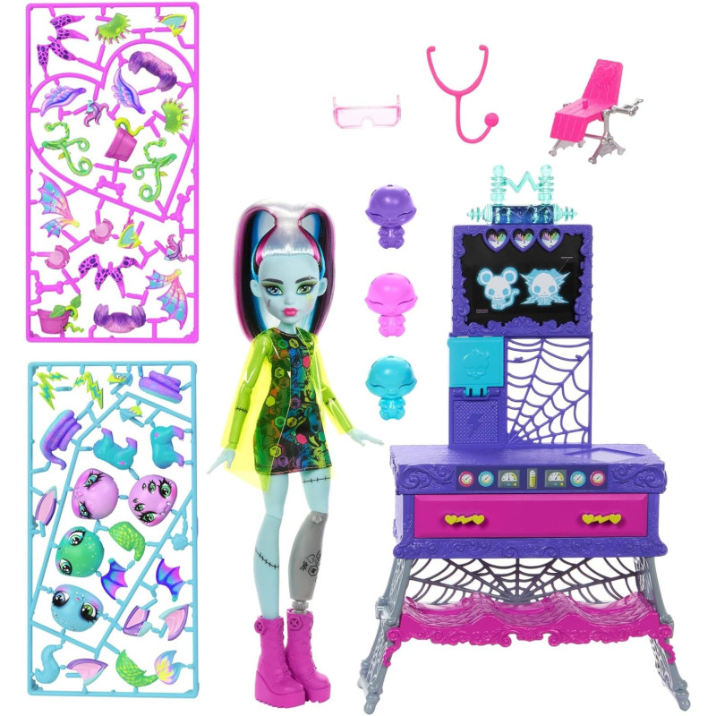 Кукла Monster High JBF18 Игровой набор Monster High Make-A-Monster Create-A-Pet: кукла Фрэнки Штайн и более 30 аксессуаров для создания бесконечных комбинаций питомцев