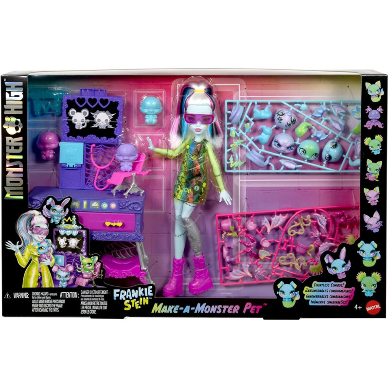 Кукла Monster High JBF18 Игровой набор Monster High Make-A-Monster Create-A-Pet: кукла Фрэнки Штайн и более 30 аксессуаров для создания бесконечных комбинаций питомцев