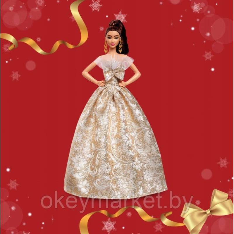 Коллекционная кукла Mattel Barbie Signature брюнетка в блестящем платье JBH96