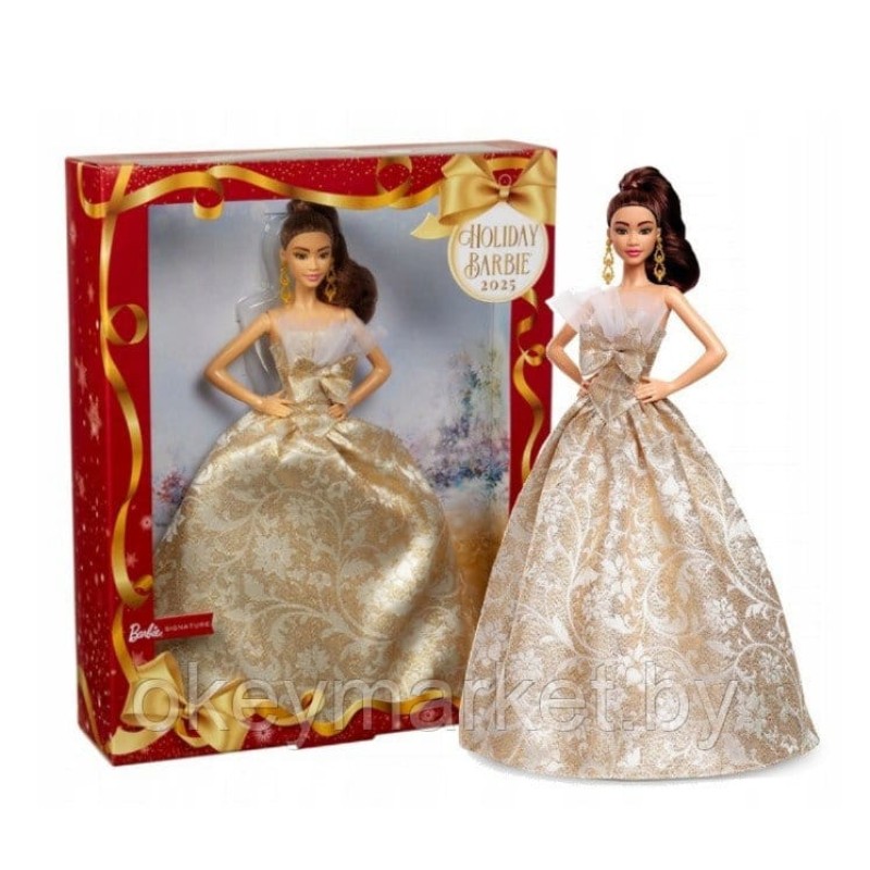 Коллекционная кукла Mattel Barbie Signature брюнетка в блестящем платье JBH96