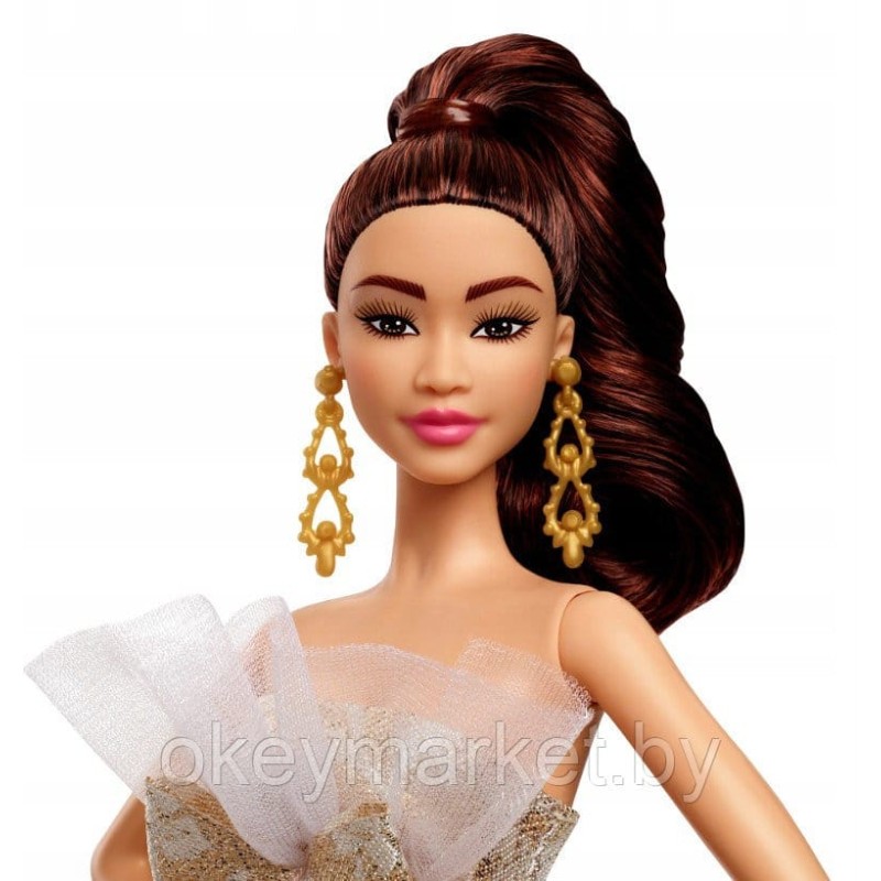 Коллекционная кукла Mattel Barbie Signature брюнетка в блестящем платье JBH96