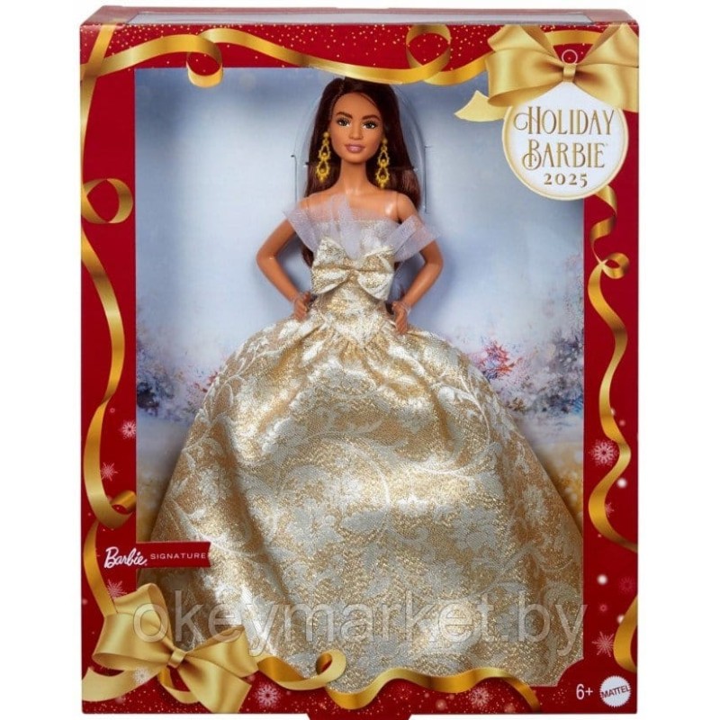 Коллекционная кукла Mattel Barbie Signature с каштановыми волосами в блестящем платье JBH97