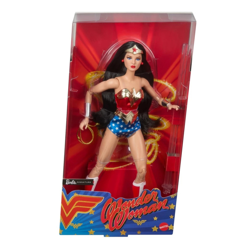 Кукла Mattel Barbie JBJ36 Коллекционная кукла Barbie Signature DC Comics Wonder Woman, в красно-синем наряде, с аксессуарами