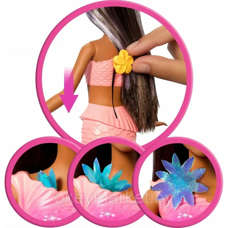 Кукла Mattel Barbie Blooming Flowers с длинными каштановыми волосами и волшебными цветами JDM7