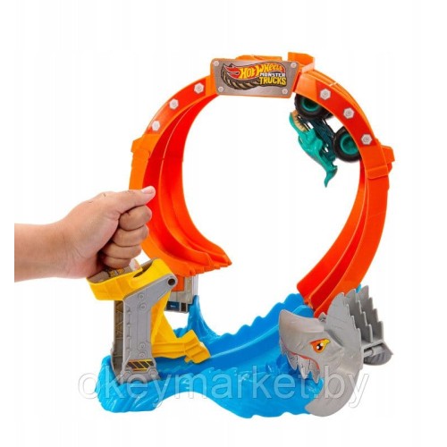Hot Wheels Monster Trucks - Гоночная трасса Shark Loop голодный хищник + авто - Хот Вилс JFR08
