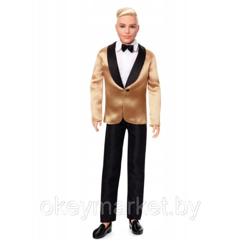 Коллекционная кукла Mattel Barbie Signature Кен блондин в костюме с золотым жакетом JGK55