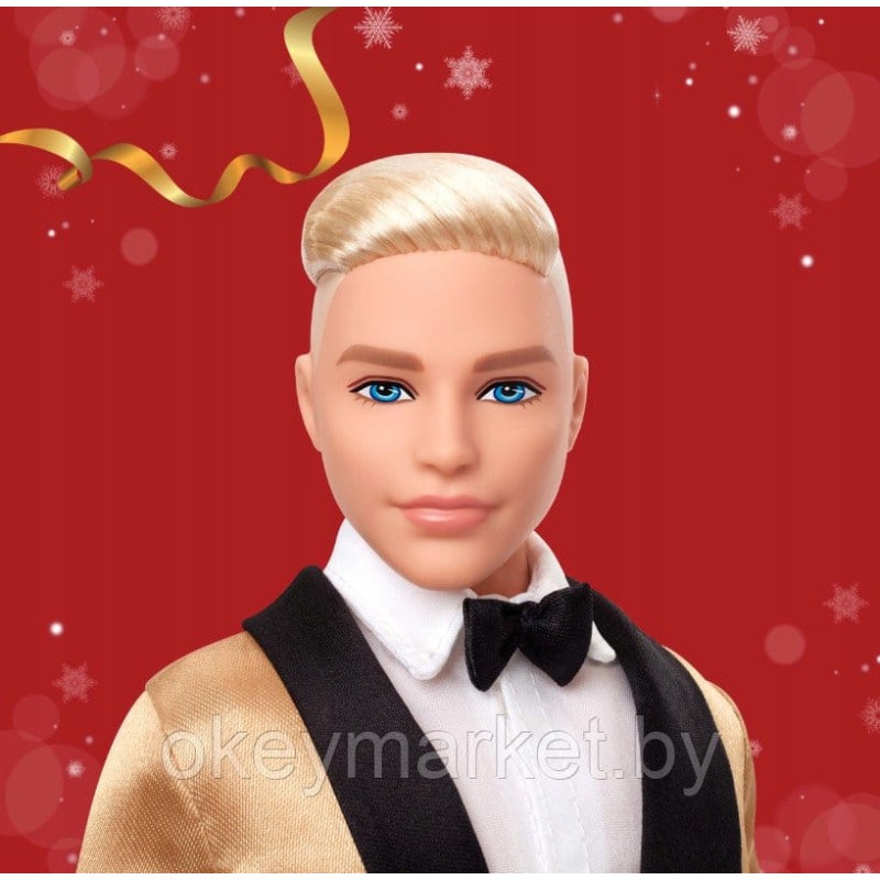 Коллекционная кукла Mattel Barbie Signature Кен блондин в костюме с золотым жакетом JGK55