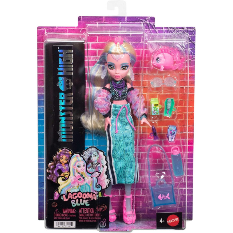 Кукла Monster High JHK33 Лагуна Блю G3 с рыбкой Нептуной