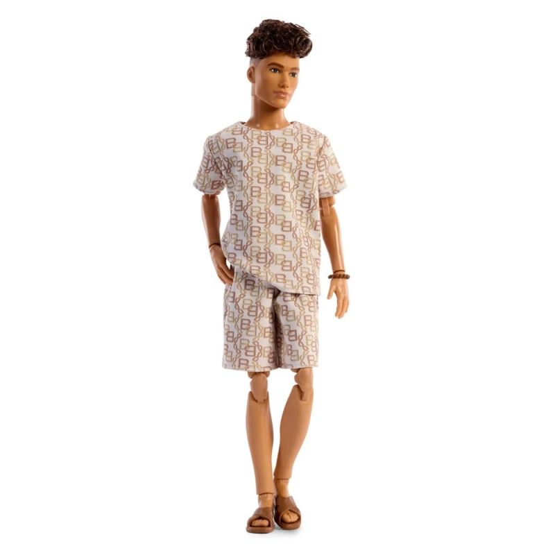 Кукла Mattel Barbie JJX29 Кукла Кен из серии Barbie Basics, модель 10, с каштановыми волосами, в рубашке и шортах