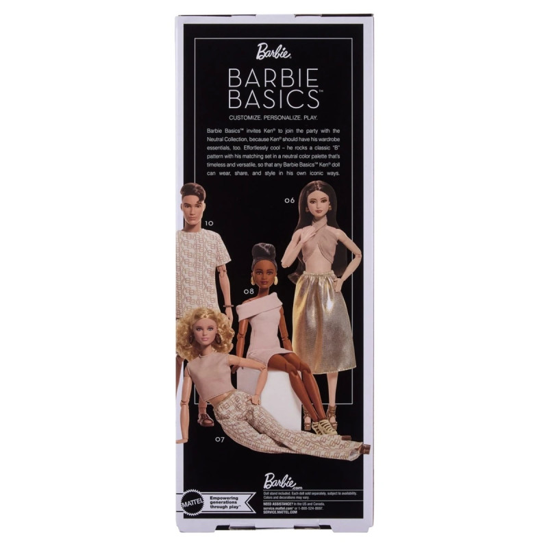 Кукла Mattel Barbie JJX29 Кукла Кен из серии Barbie Basics, модель 10, с каштановыми волосами, в рубашке и шортах