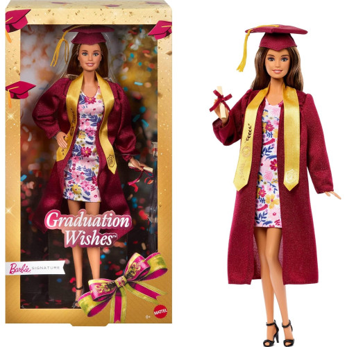 Кукла Mattel Barbie JJX81 Кукла Барби «Выпускной: Гордая выпускница», коллекционная, в бордовой мантии и академической шапочке